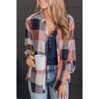 Azura Exchange Roll-up Sleeve Plaid Pattern Shirt