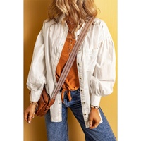 Azura Exchange White Bubble Sleeve Pocketed Shirt