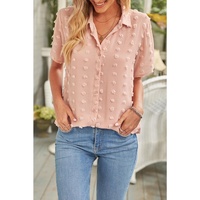 Azura Exchange Swiss Dot Buttoned Short Sleeve Shirt