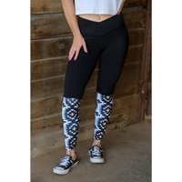 Azura Exchange Crossover High Waist Aztec Print Patchwork Leggings