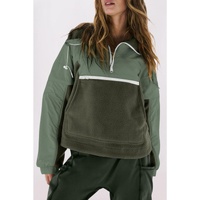 Azura Exchange Fleece Patchwork Color Block Zip Funnel Neck Sweatshirt