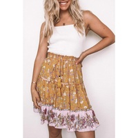 Azura Exchange Tiered Ruffled Drawstring High Waist Skirt