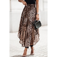 Azura Exchange Leopard Smocked Waist Skirt