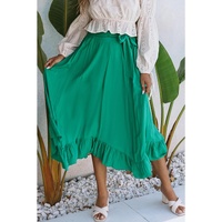 Azura Exchange Asymmetric Flounce Belted Maxi Skirt