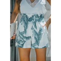 Azura Exchange Tropical Leaf Smocked Shorts