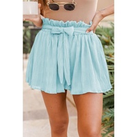 Azura Exchange Pleated Shorts with Ruffled Waist and Belt