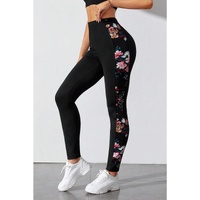 Azura Exchange Floral Patch High Waist Leggings