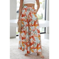 Azura Exchange Floral Print Drawstring High Waist Wide Leg Pants