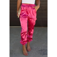 Azura Exchange Drawstring Satin Pants with Elastic Waist and Pockets