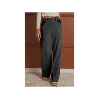 Azura Exchange Contrast Patched Wide Leg Corduroy Pants