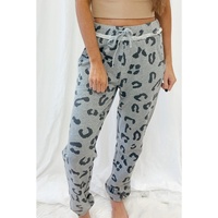 Azura Exchange Leopard Print Drawstring High Waist Jogger Pants