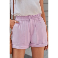 Azura Exchange Cuffed Leg Opening Paper-bag Waist Shorts