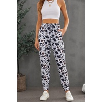 Azura Exchange Elastic Waist Cow Print Pants