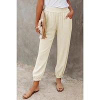 Azura Exchange Linen Pocketed Elastic Waistband Joggers
