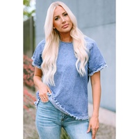 Azura Exchange Raw Edge Denim Top