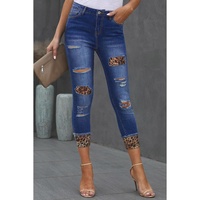 Azura Exchange Leopard Patches Distressed Skinny Jeans