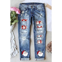 Azura Exchange Santa Claus Patchwork Distressed Boyfriend Jeans