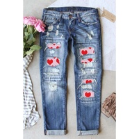 Azura Exchange Heart Patchwork Distressed Jeans