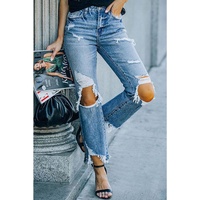 Azura Exchange High Waist Ripped Knee Jeans