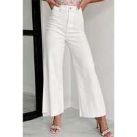 Azura Exchange Raw Hem Wide Leg Crop Jeans