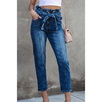 Azura Exchange Seamed Stitching High Waist Knot Skinny Jeans