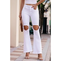 Azura Exchange Hollow-out Knee Flare Jeans