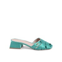 Satin Block Heel Cross Strap Sandals