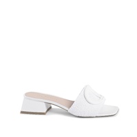 Terry Cloth Strappy Mule with Leather Contrasts