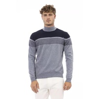 Alpha Studio Men's Light Blue Viscose Sweater