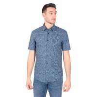 Hugo Boss Men's Mens Cotton Linen Shirt in Dark blue