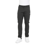 Hugo Boss Men's Black Cotton Blend Pants with Stretch in Black