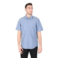 Hugo Boss Men's Dark Blue Cotton Linen Shirt in Dark blue