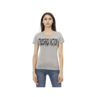 Trussardi Action Women's Elegant Gray Cotton-Blend Tee with Chic Print
