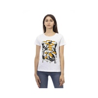 Trussardi Action Women's Chic White Short Sleeve Tee with Exclusive Print
