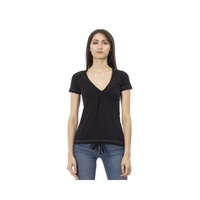 Trussardi Action Women's Chic Black Cotton Tee with Unique Front Print