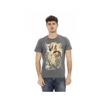 Trussardi Action Men's Chic Gray Cotton Tee with Statet Print