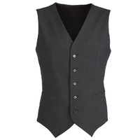 Mens Wool Blend Vest w/ Knitted Back Waistcoat Sleeveless Wool Blend - Charcoal