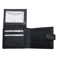 Futura Mens RFID Leather Coin Fold Over Wallet