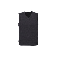 Mens Wool Blend V Neck Vest Sleeveless Double Knit