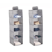 2 Pack 5-Tier Shelf Hanging Closet Organizer and Storage for Clothes