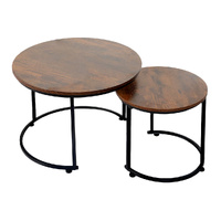 Round Nesting Table Coffee Table Wood Side Table