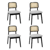 Dining Chair Wood Rattan Armless x4