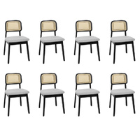 Dining Chair Wood Rattan Armless x8