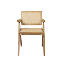 Dining Chair Solid Wood Rattan Natural