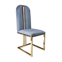 2X Dining Chair Stainless Gold Frame & Seat Fabric