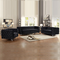 3+2+1 Seater Sofa Classic Button Tufted Lounge in Velvet Fabric with Metal Legs