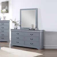 Dressing Chest with 6 Storage Drawers in Solid Wooden Mirror Metal Handles Colour