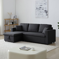 Multifunctional Sofa Bed Fabric Upholstery Chaise Section Comfy Cushions Armrests