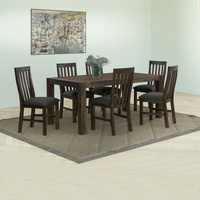 Dining Suite Dining Table & Chairs with Solid Acacia Wooden Base in Chocolate