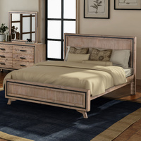 Brush Bed Frame in Acacia Wood Construction Silver